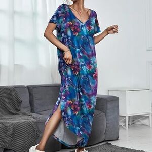 Floral Maxi Dress in Blue and Purple